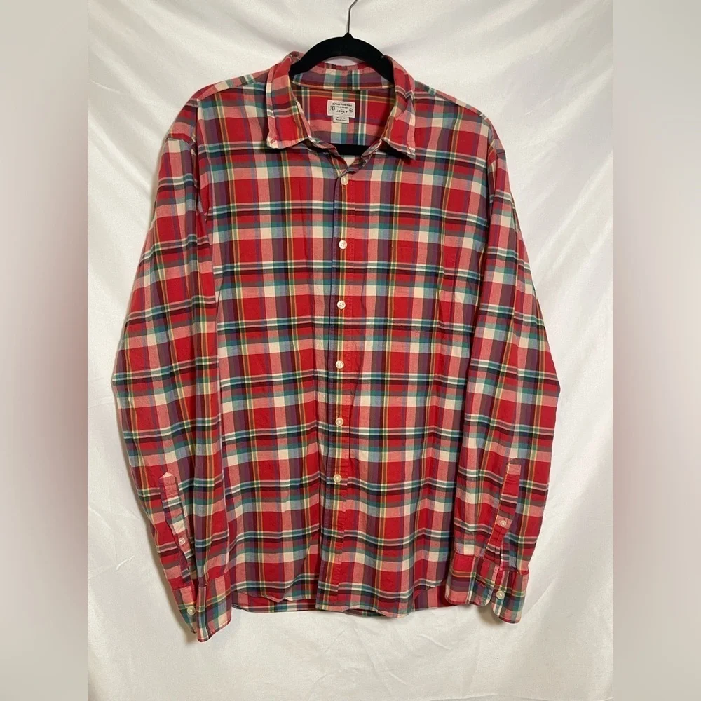 J. Crew Red and Green Plaid Casual Shirt